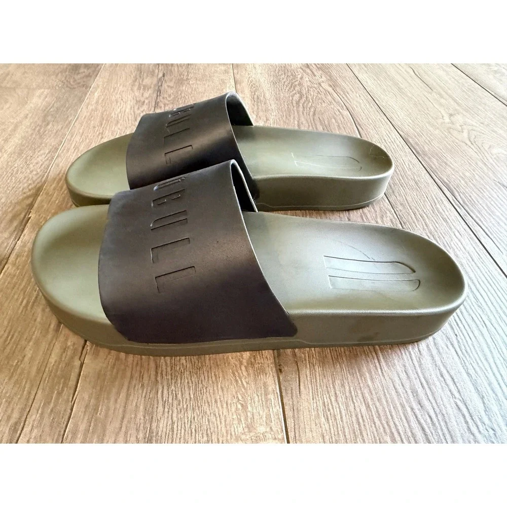NOBULL Mens Slide Sandal Army Green Black Logo Mens 11 AS0011-AGB